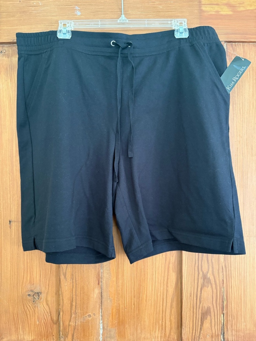 NWT Kim Rogers Black Athletic Pull-On Shorts with Drawstring XL